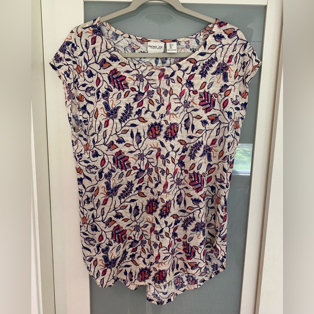 Rachel Zoe 100% Linen Floral Tee